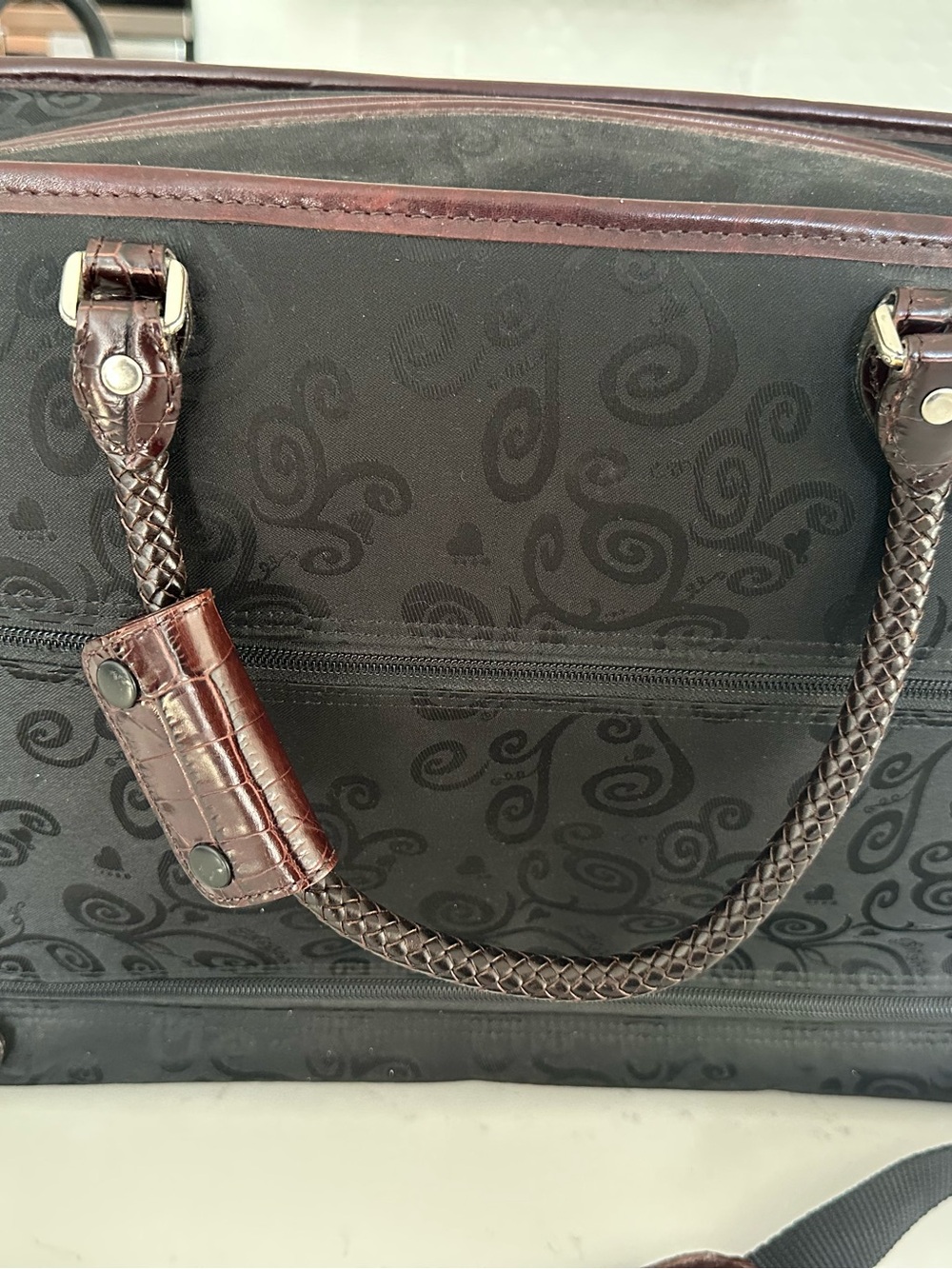Brighton Brown and black Croc leather Briefcase carry on - Picture 9 of 13